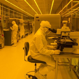 Researchers at the nano-fabrication lab in PME