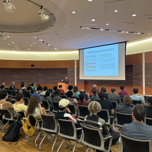 Photo of audience at first-event Wisconsin Quantum Institute seminar. 