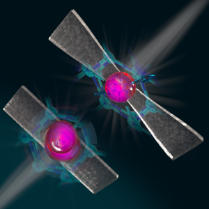 Illustration of atoms in diamonds, used an qubits by quantum researchers. 