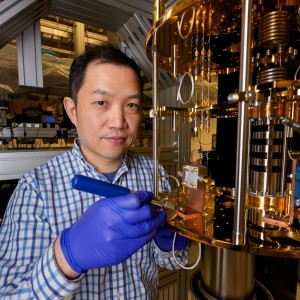University of Chicago Pritzker School of Molecular Engineering (UChicago PME) Asst. Prof. Tian Zhong in a lab environment.