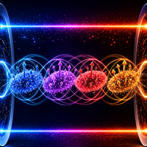 A colorful abstract representation of a cavity QED system