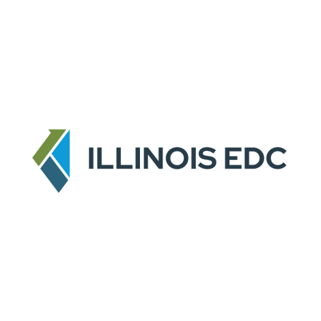 Illinois EDC logo with a geometric emblem and bold text.