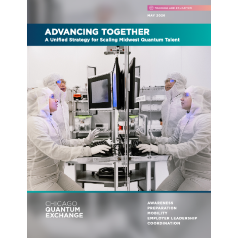 Cover of report showing two people in a clean room at Argonne reflected in a mirror